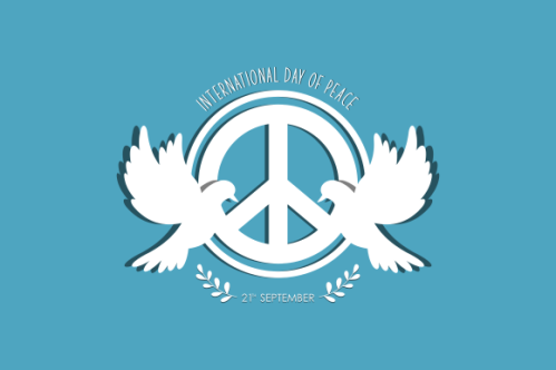 International day of peace with dove. Peace day background with dove