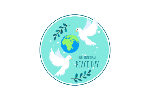 International day of peace with dove. Peace day background with dove