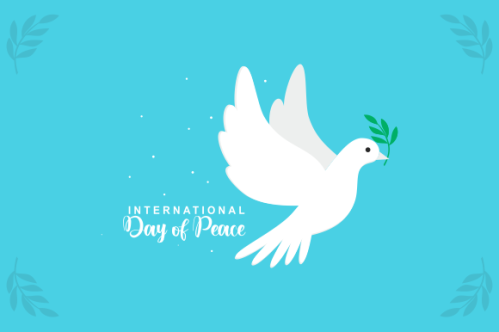 International day of peace with dove. Peace day background with dove