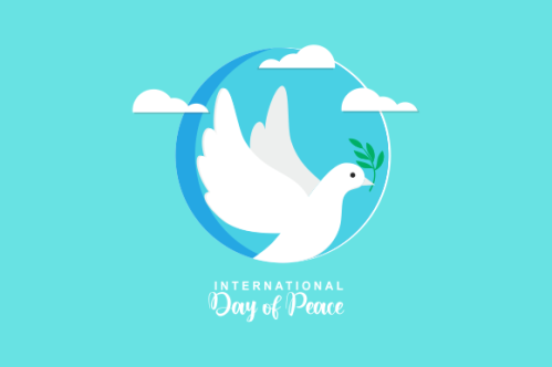 International day of peace with dove. Peace day background with dove