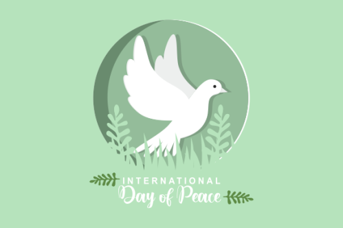 International day of peace with dove. Peace day background with dove