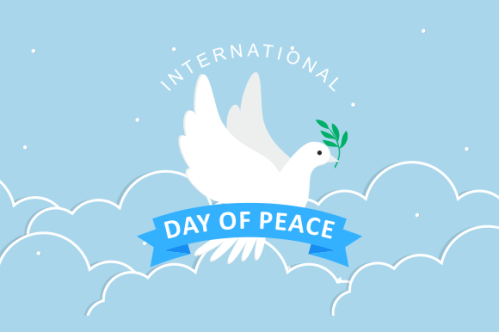 International day of peace with dove. Peace day background with dove