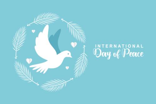 International day of peace with dove. Peace day background with dove