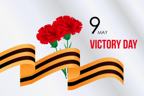 Russian victory day with carnation and ribbons