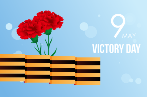 Russian victory day with carnation and ribbons