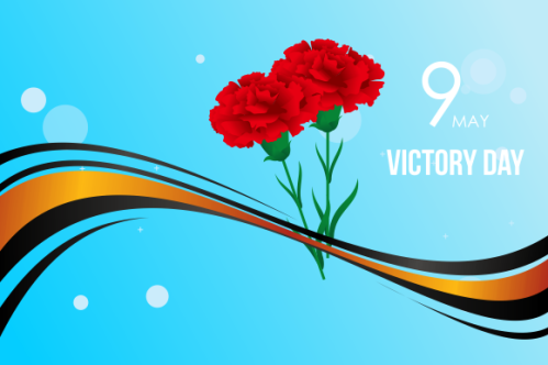 Russian victory day with carnation and ribbons