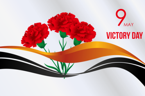 Russian victory day with carnation and ribbons