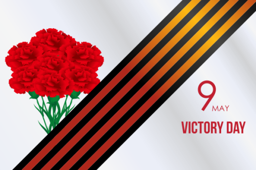 Russian victory day with carnation and ribbons