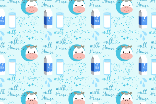 Milk cow seamless pattern