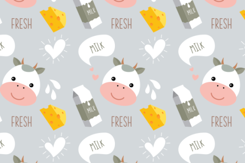 Milk cow seamless pattern