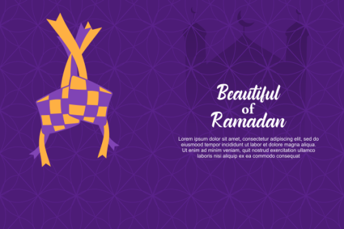 eid al fitr background with traditional ketupat composition