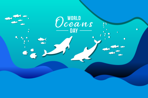 World oceans day concept illustration