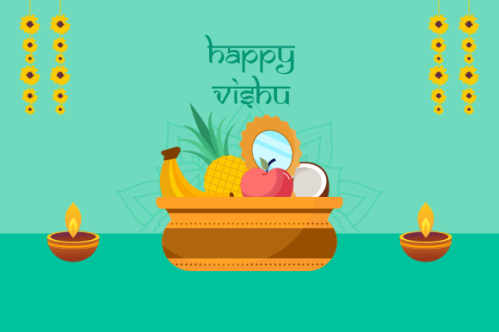 Flat design happy vishu illustration