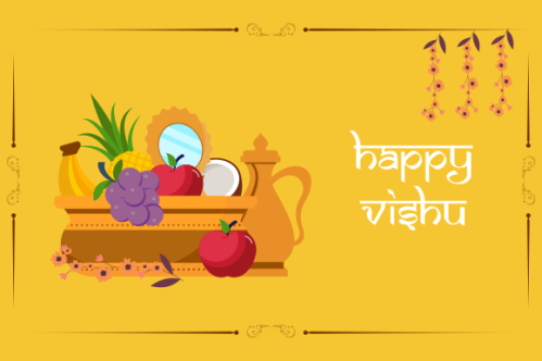 Flat design happy vishu illustration