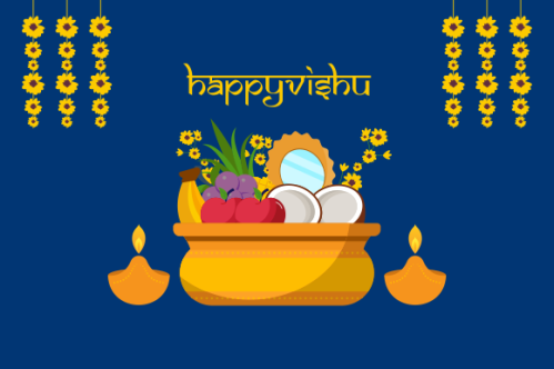 Flat design happy vishu illustration