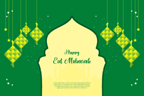 eid al fitr background with traditional ketupat composition