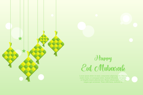 eid al fitr background with traditional ketupat composition