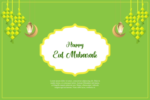 eid al fitr background with traditional ketupat composition