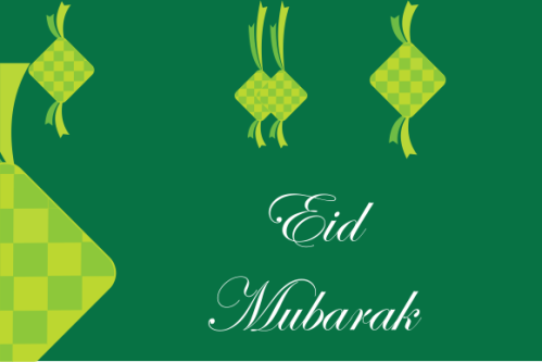 eid al fitr background with traditional ketupat composition