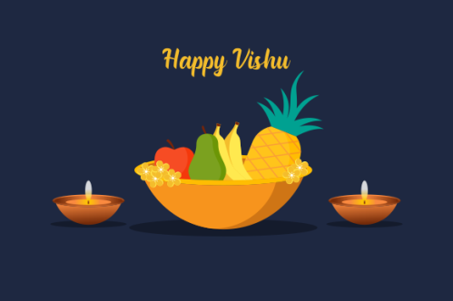 Flat design happy vishu illustration