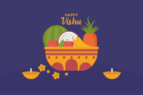 Flat design happy vishu illustration