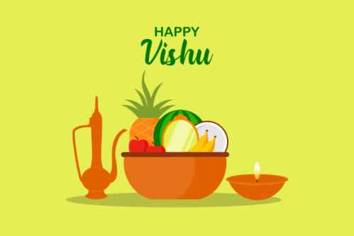 Flat design happy vishu illustration