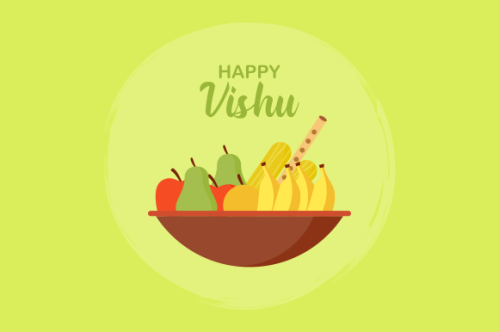 Flat design happy vishu illustration