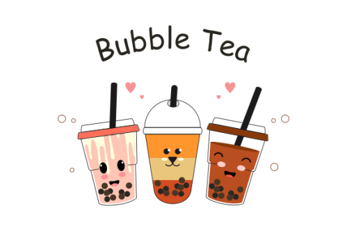 Cute boba milk tea cartoon characters set