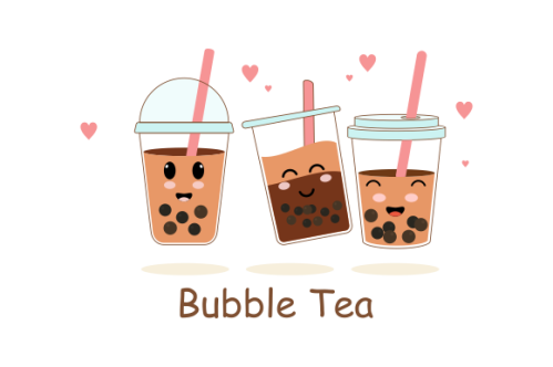 Cute boba milk tea cartoon characters set