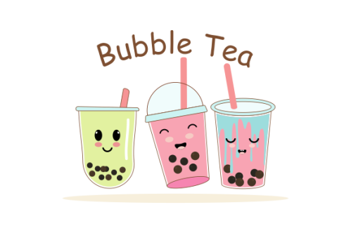 Cute boba milk tea cartoon characters set