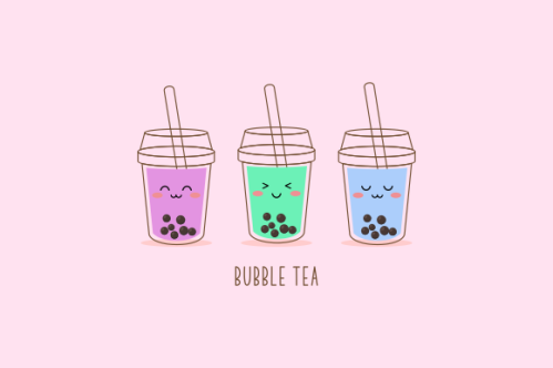 Cute boba milk tea cartoon characters set