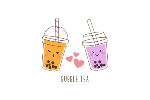 Cute boba milk tea cartoon characters set