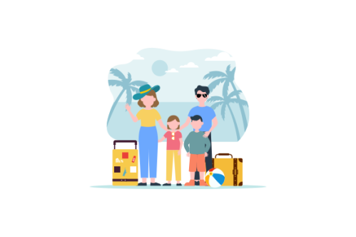 Family vacation travel, family trip illustration