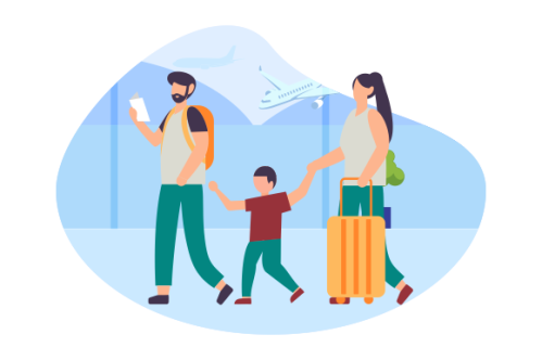 Family vacation travel, family trip illustration