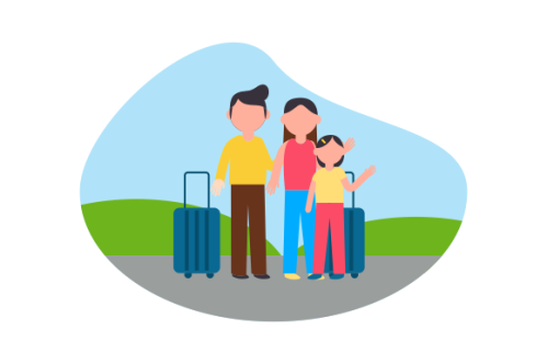 Family vacation travel, family trip illustration