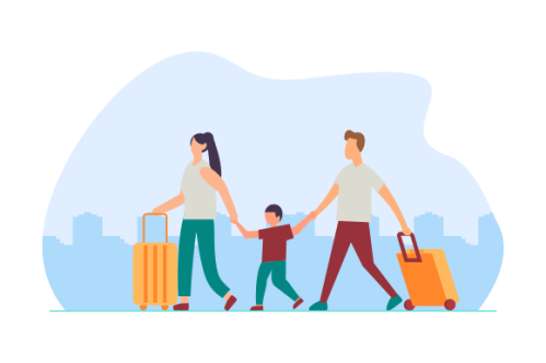 Family vacation travel, family trip illustration