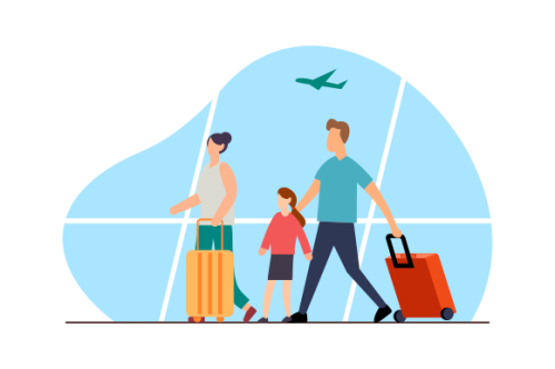 Family vacation travel, family trip illustration