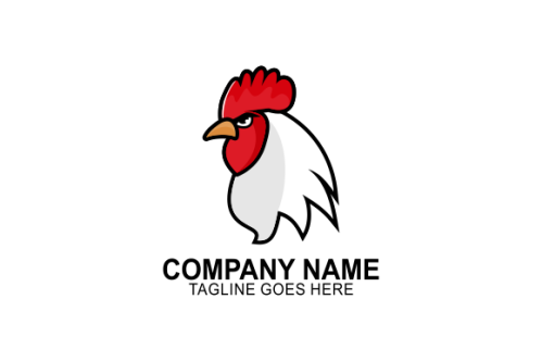 Rooster, chicken logo character. vector flat illustration