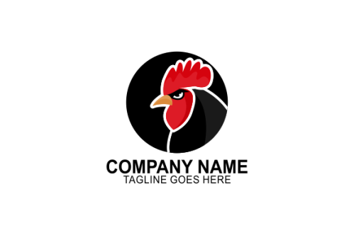 Rooster, chicken logo character. vector flat illustration