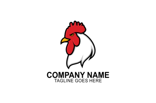 Rooster, chicken logo character. vector flat illustration