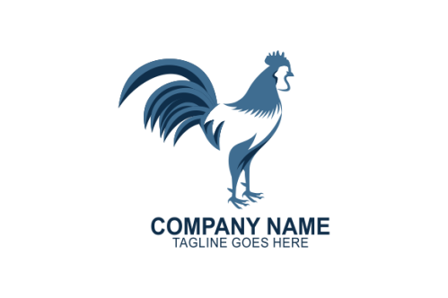 Rooster, chicken logo character. vector flat illustration