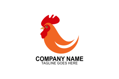 Rooster, chicken logo character. vector flat illustration