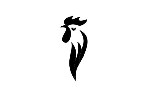 Rooster, chicken logo character. vector flat illustration