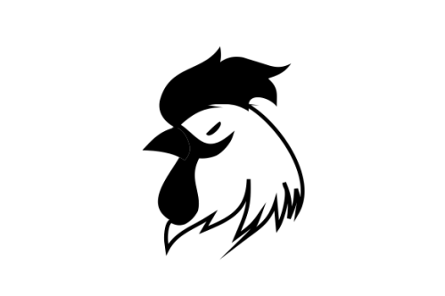 Rooster, chicken logo character. vector flat illustration