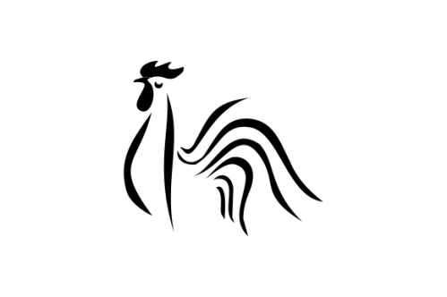 Rooster, chicken logo character. vector flat illustration