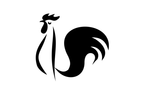 Rooster, chicken logo character. vector flat illustration