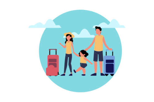 Family vacation travel, family trip illustration