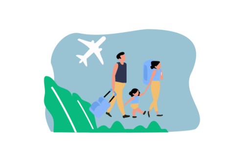 Family vacation travel, family trip illustration