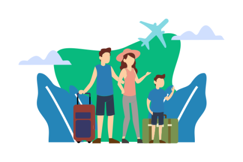 Family vacation travel, family trip illustration