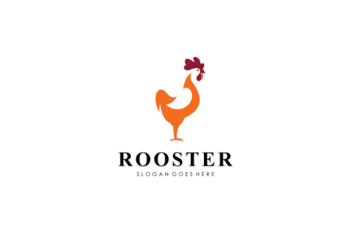 Rooster, chicken logo character. vector flat illustration